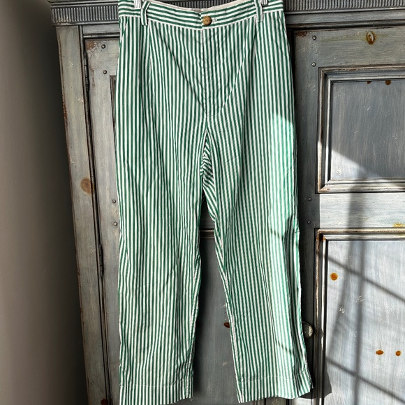 Rachel Comey Green Striped Cropped Cotton Pants Size 6 - Picture 1 of 8